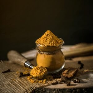 Aromatic sambar powder showcased in a rustic setting, highlighting Indian culinary tradition.